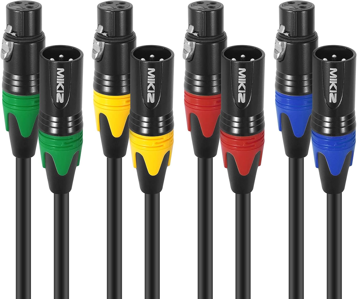 XLR Microphone Cables 25ft 4 Pack- MIKIZ Premium Balanced XLR Male to Female Cable
