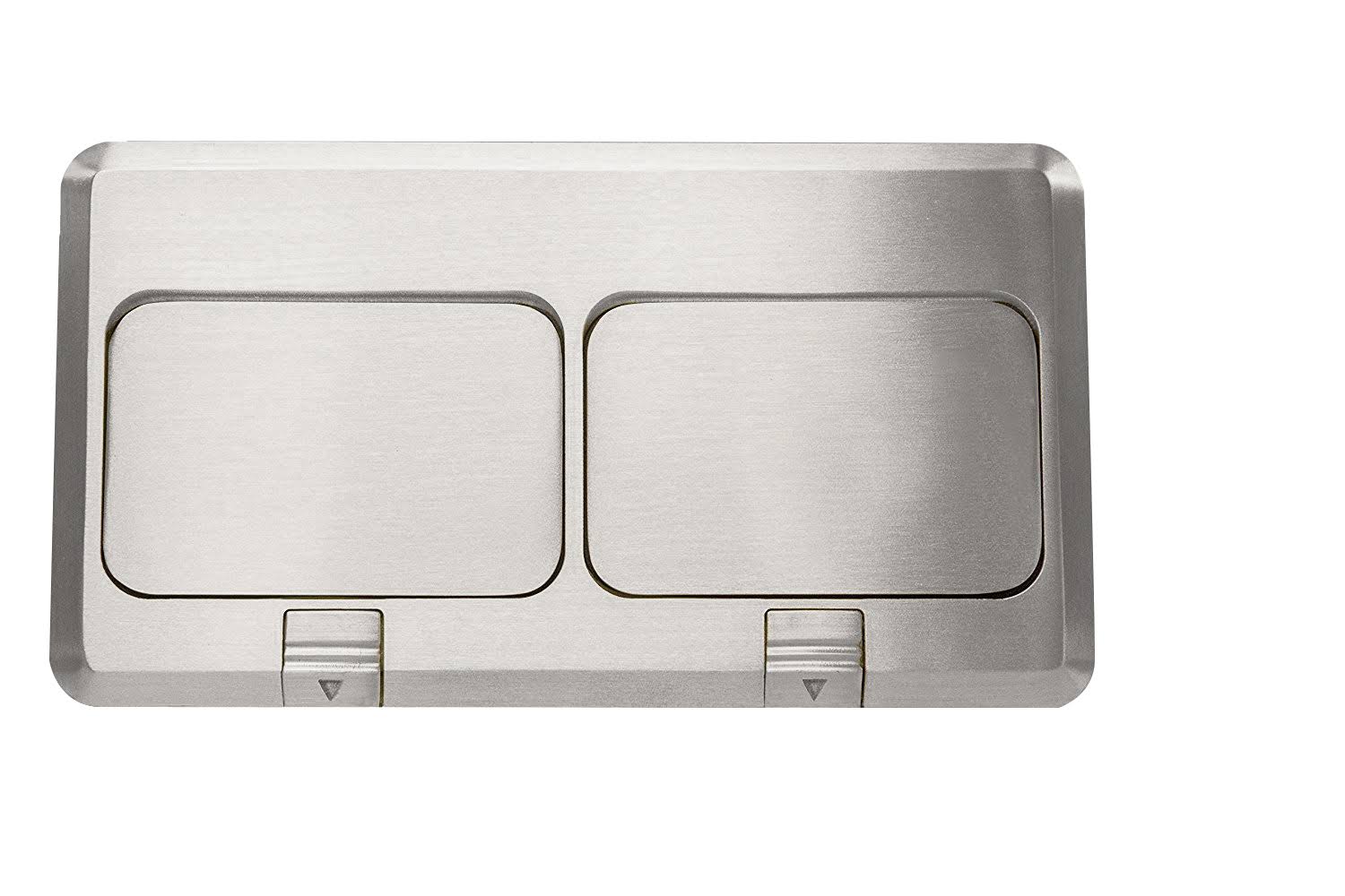 2-Gang Rectangle Pop-Up Floor Box with 20A TR Receptacles and Data Ports - Nickel Plated Brass