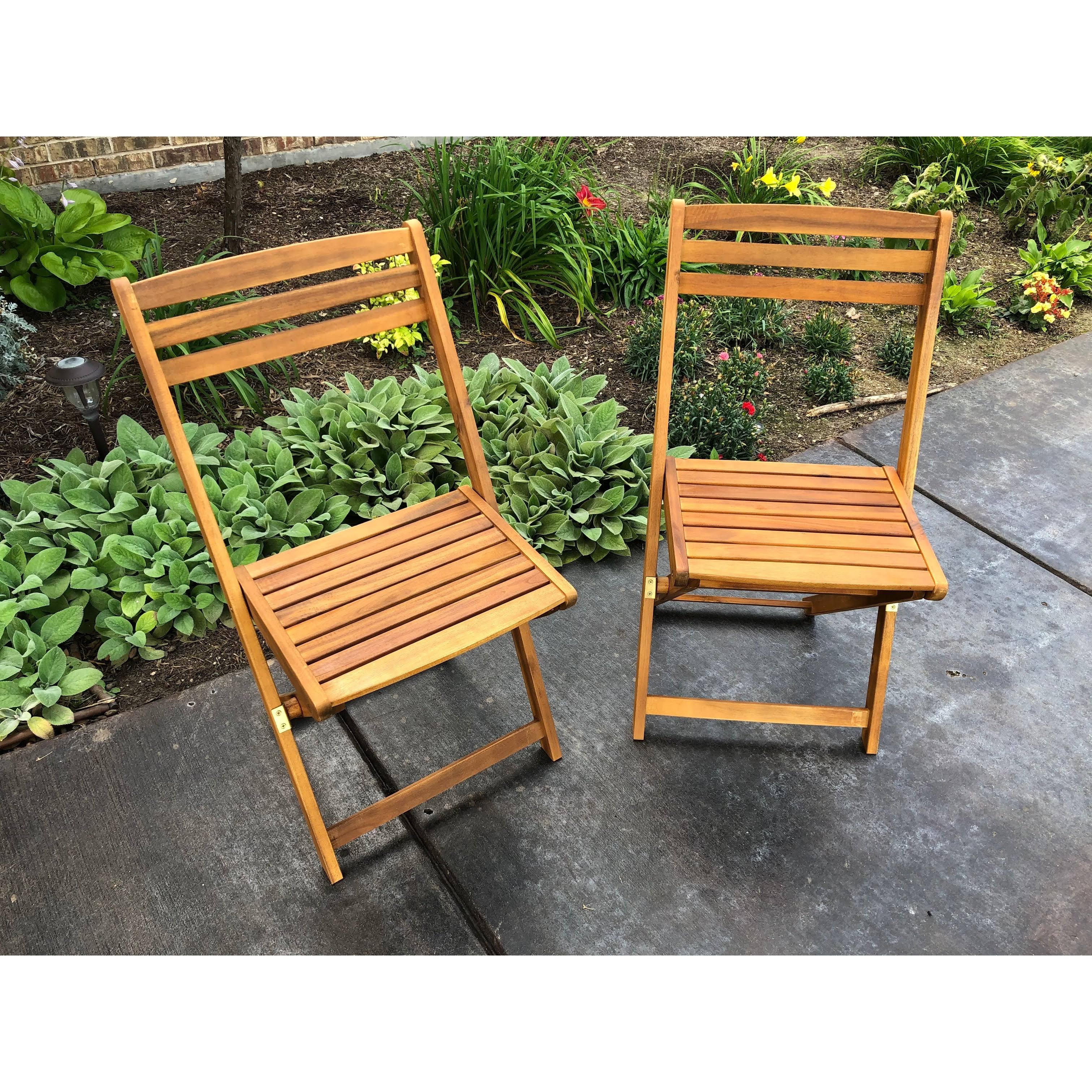 International Caravan Acacia Wood Folding Chairs (Set of 2)