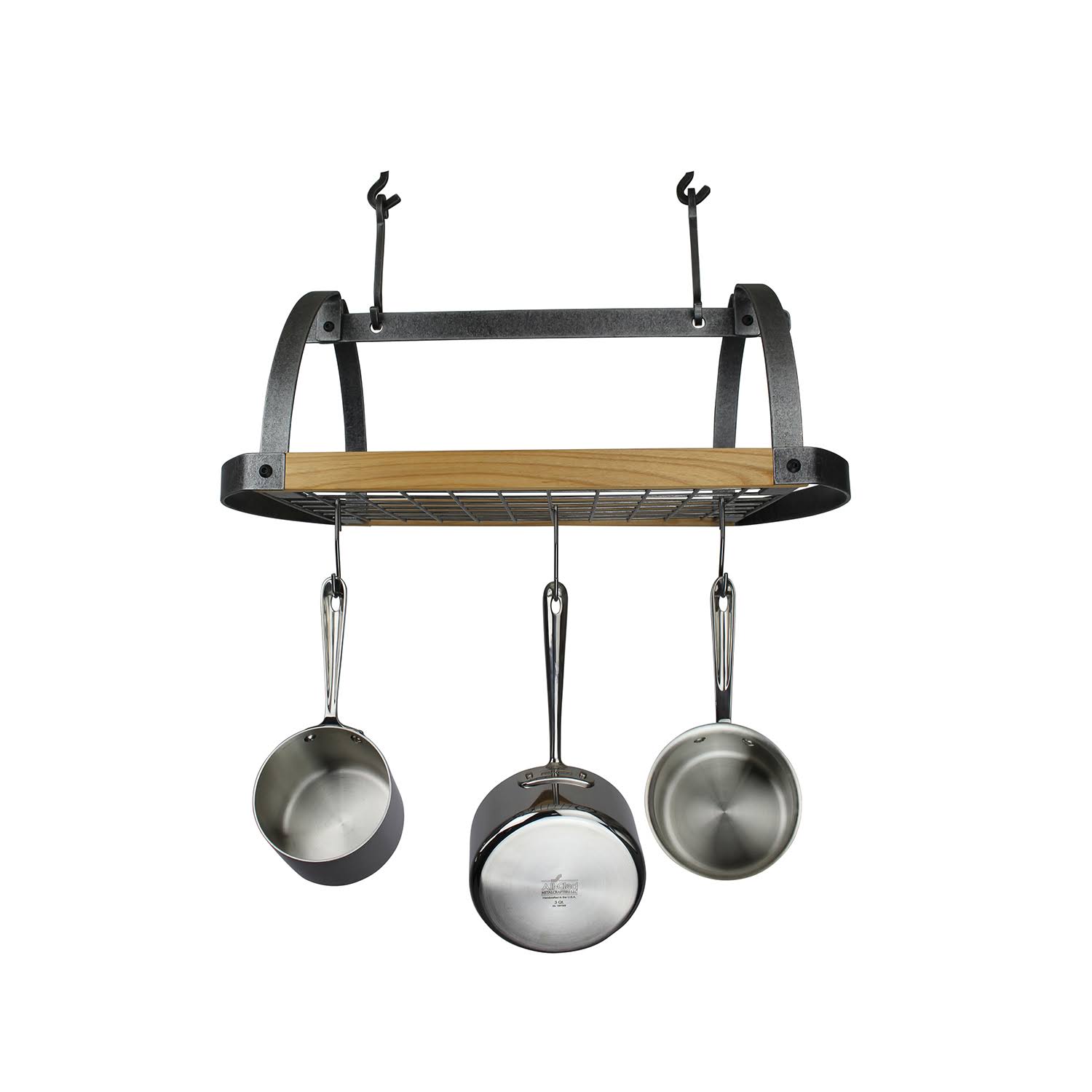 Enclume Decor Oval Ceiling Pot Rack with Alder, Hammered Steel