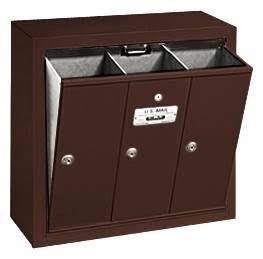 Salsbury 3503ZSU Vertical Mailbox with 3 Doors - Surface Mounted - USPS Access Bronze