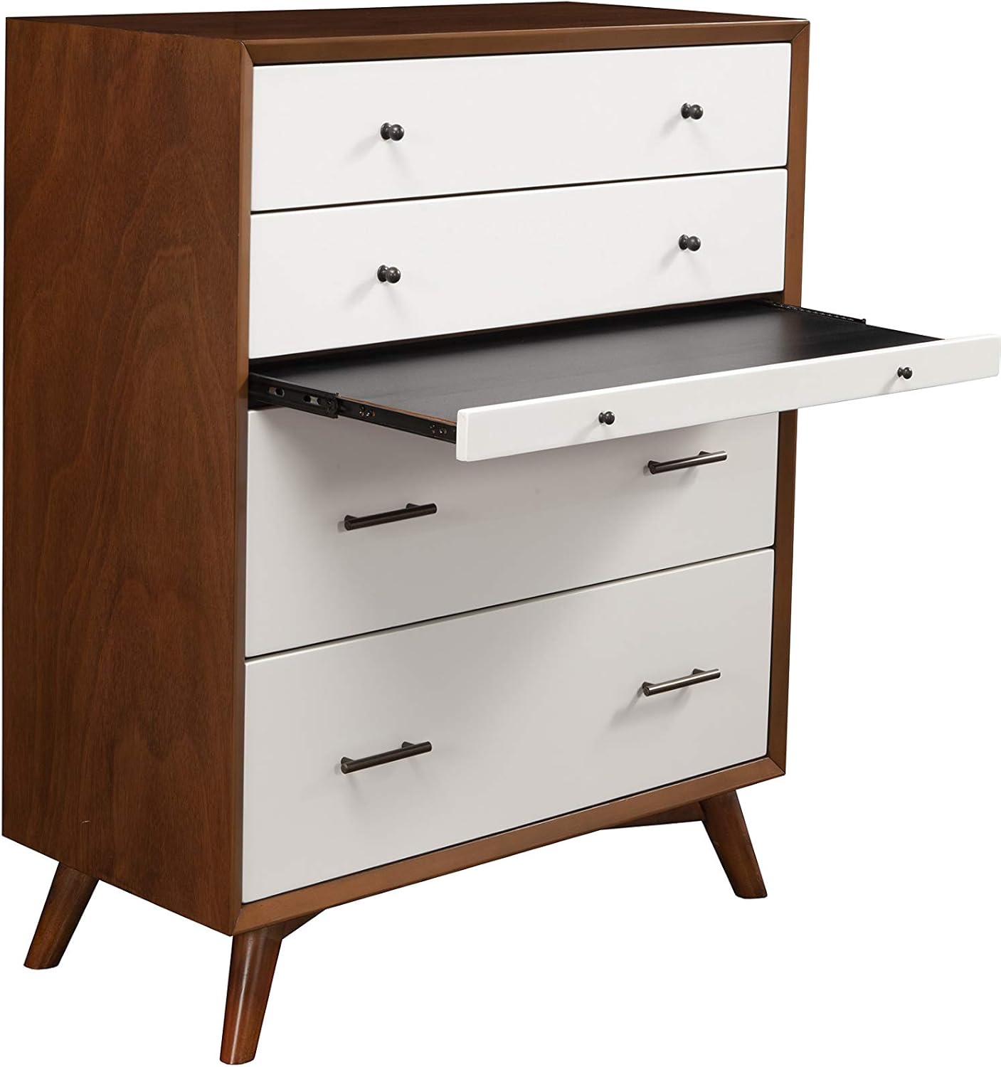 Alpine Furniture Flynn Mid Century Multi-Function Wood Chest in Acorn-White