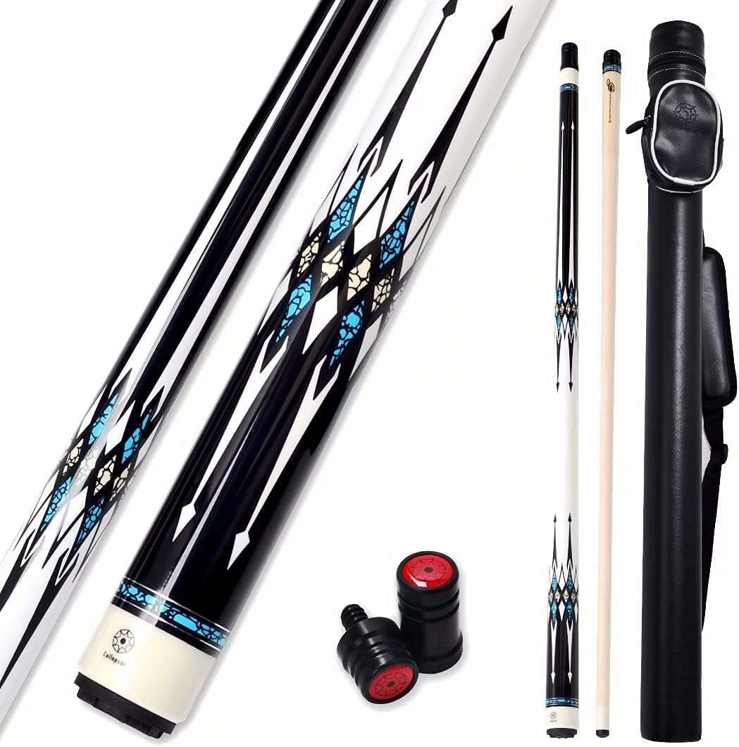 Collapsar CXL Pool Cue with 1X1 Hard Case,Low Deflection Shaft 13mm Black Tip Billiard Ques Sticks,58