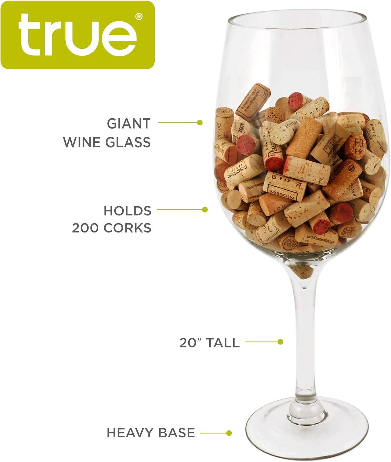 True Big Bordeaux Glass Bottle Giant Display Holder, Home Decor Accessory Gift, 1.5 gallon Pack of 2