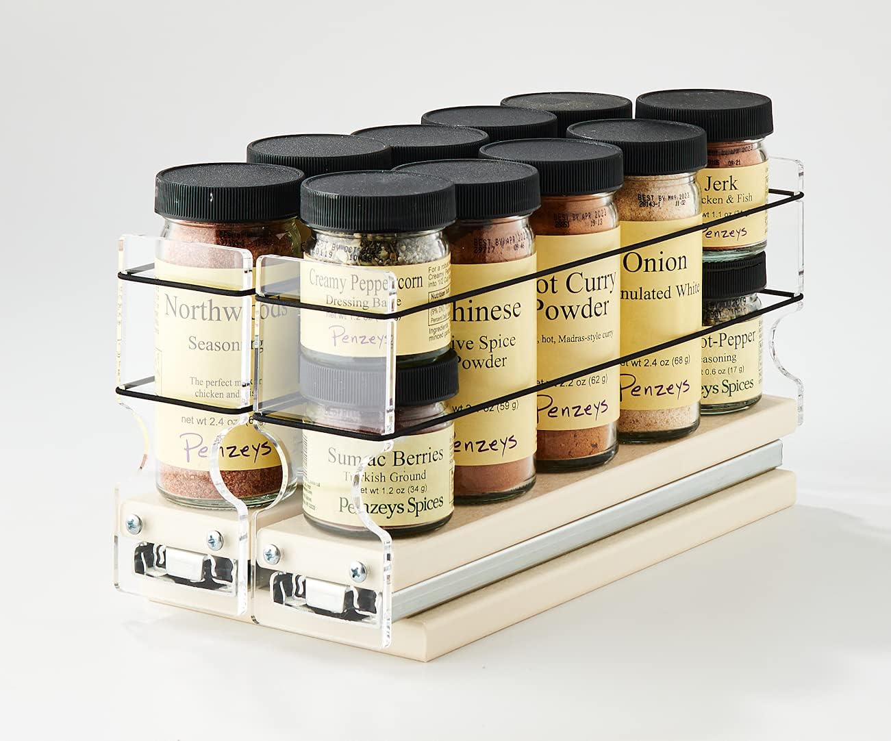 Vertical Spice - 22x1x11 DC - Spice Rack w/2 Drawers - 10 Capacity - New and Unique - Easy Access - 22 x 1 x 11