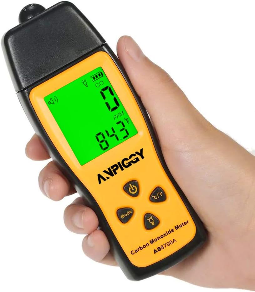 ANPIGGY Handheld Carbon Monoxide Meter,High Precision Carbon Monoxide Tester and Detector,Portable CO Gas Leak Detector,LCD CO Meter 0～1000ppm Pack of 2