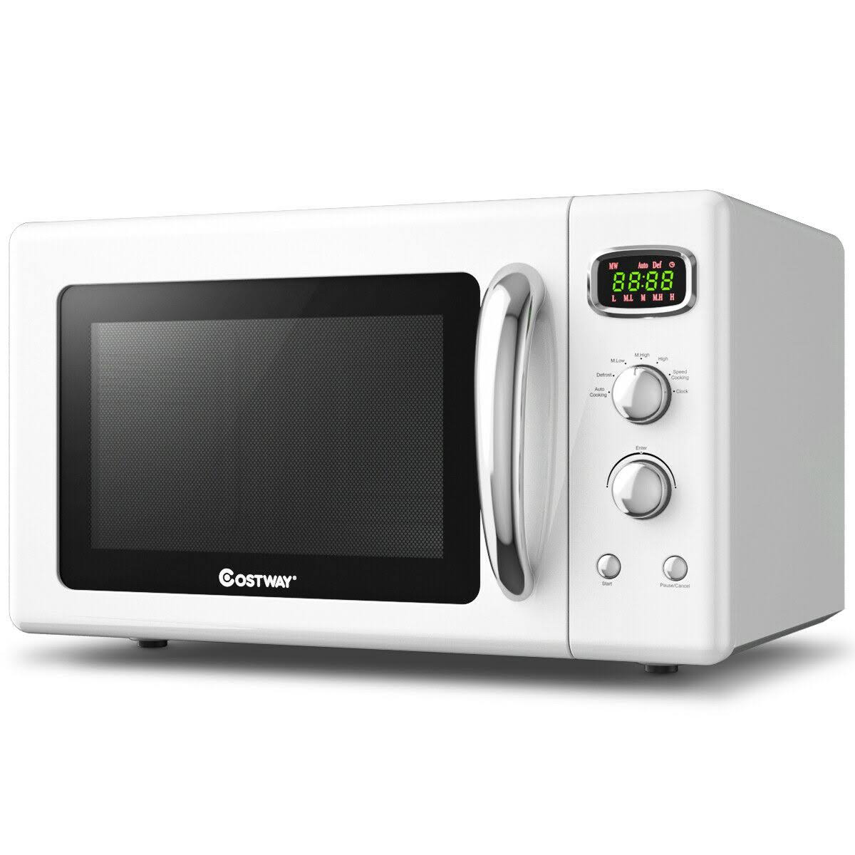 Costway 0.9 Cu.ft Retro Countertop Compact Microwave Oven - White