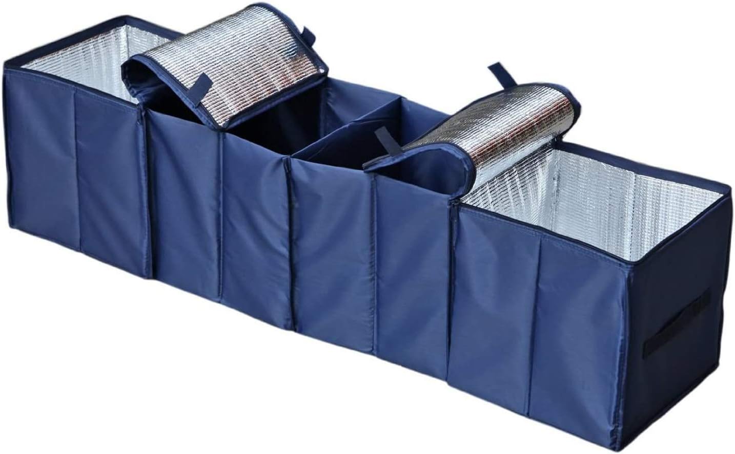 Cargo Foldable Multi Compartment Fabric Car Truck Van SUV Storage Basket Trunk Organizer and Cooler Set,Black,AK-018 Pack of 2