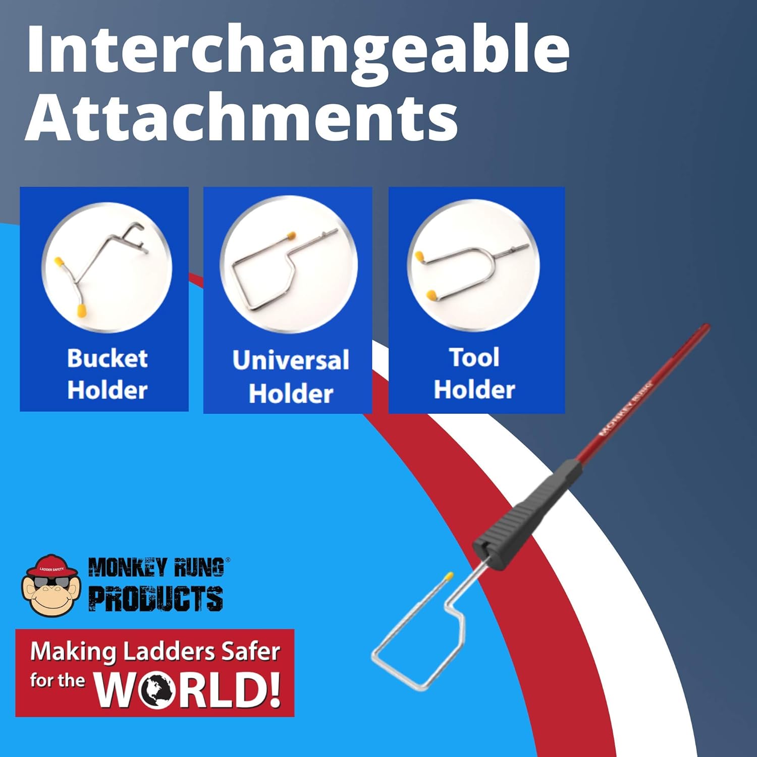 Monkey Grip Ladder Accessories with Stainless Steel Interchangeable Attachments Lightweight Easy Installation Works Great for Extension Ladders Pack of 2