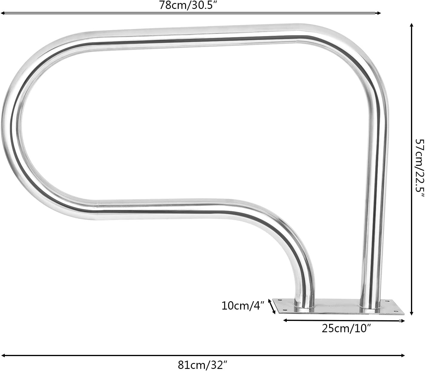 VINGLI Swimming Pool Hand Rail for Inground Pool, Stainless Steel 3-Bend Pool Stair Pool Entry Rail with Quick Mount Brace Plate and Perfect Handle Pool Grab Ladder