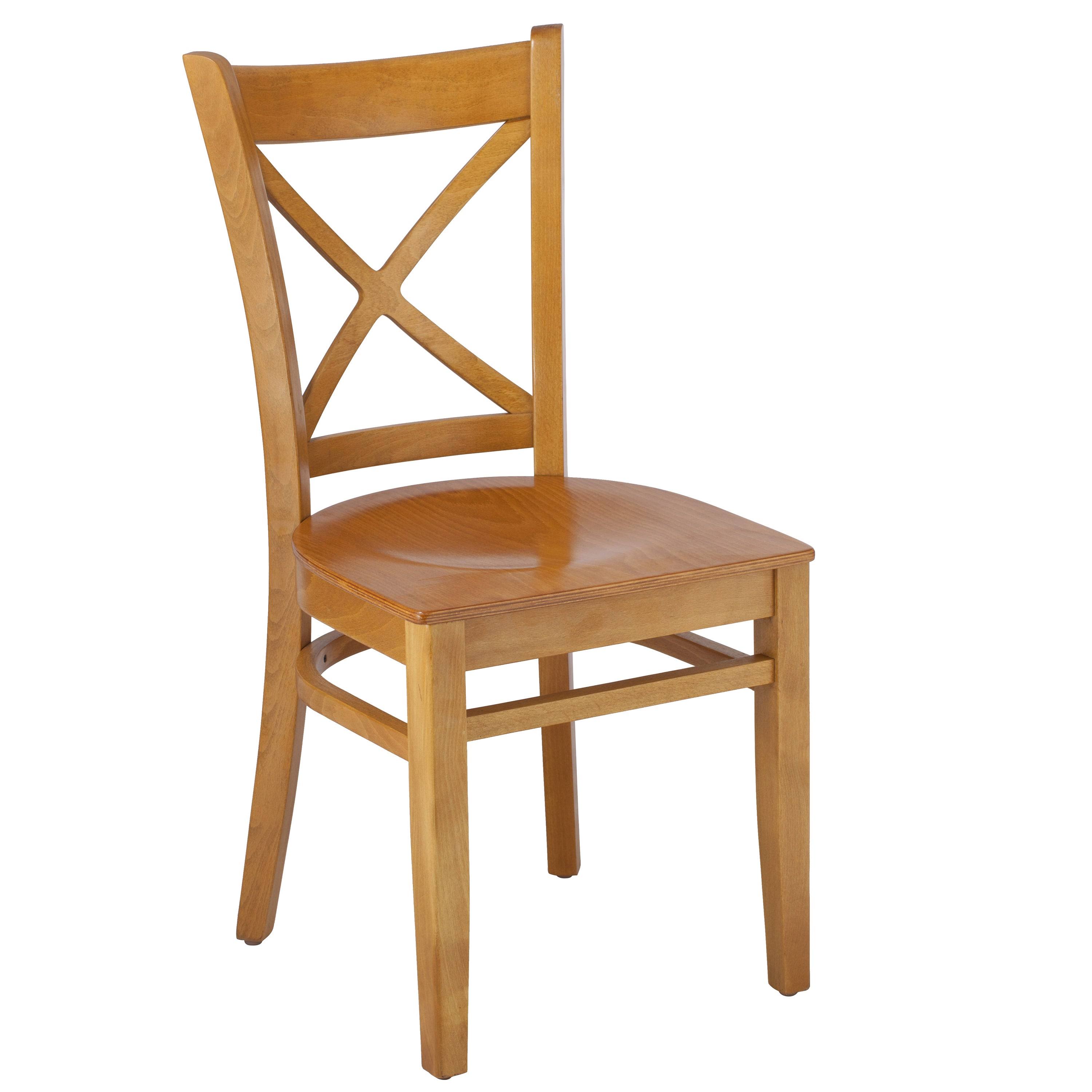 Cross Back Side Chair in Cherry with Wood Seat (Set of 2)