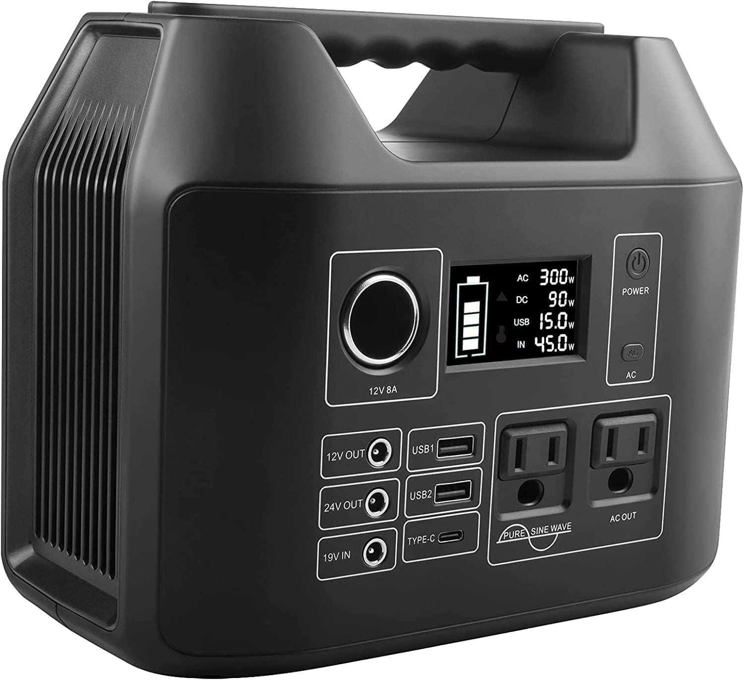 ASUNCELL 300W Portable Power Station, 80000mAh Solar Inverter Generator with Flashlight, Home Backup Power Source with AC DC TYPE-C Outlet for Camping Traveling Hunting Blackout Electric Emergency