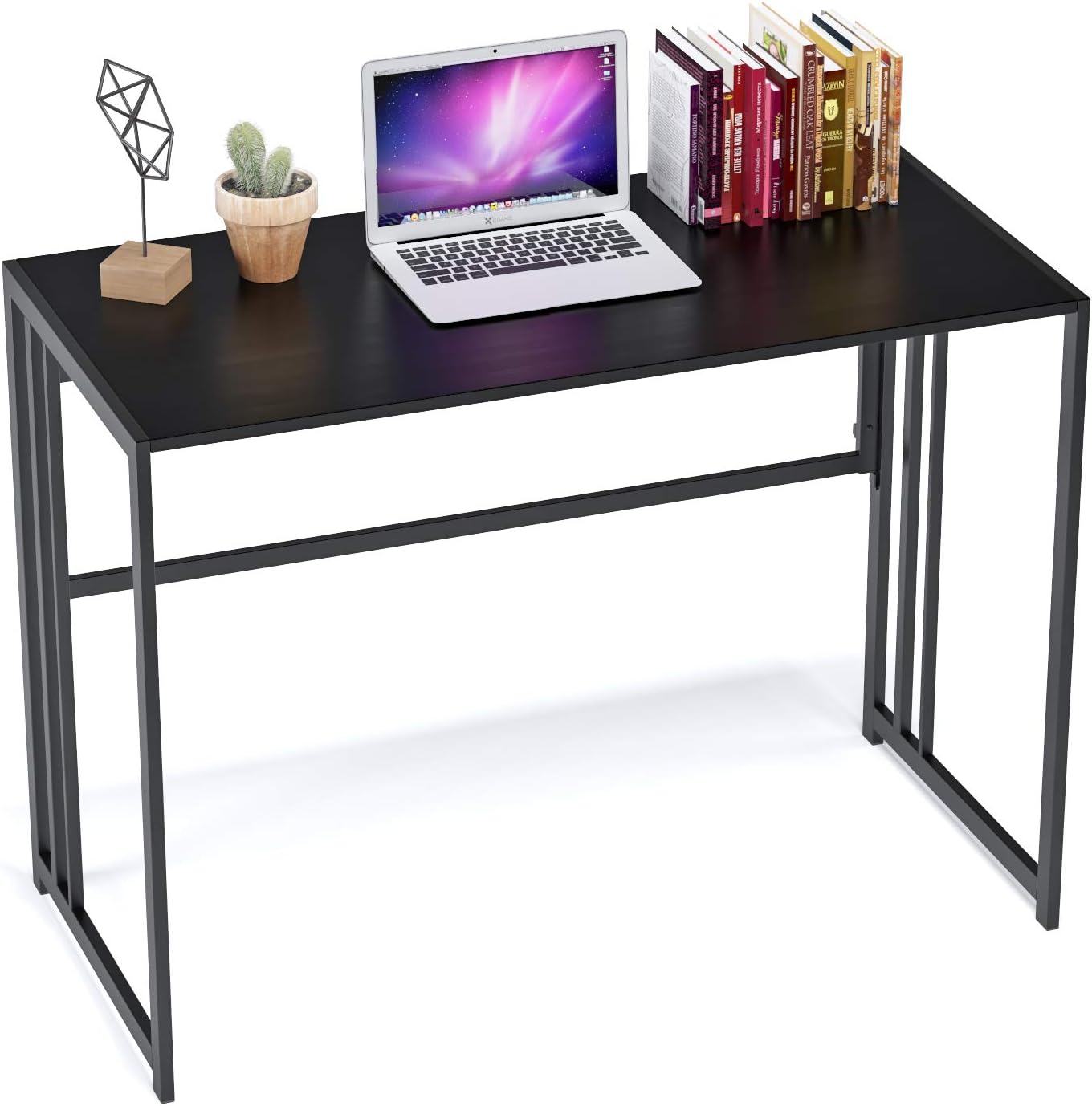 Earthsign Folding Desk for Working from Home, 40.6 Inch No Assembly Required Home Office Desks for Computer, Student Writing, Foldable Laptop Table for Small Spaces (Black)