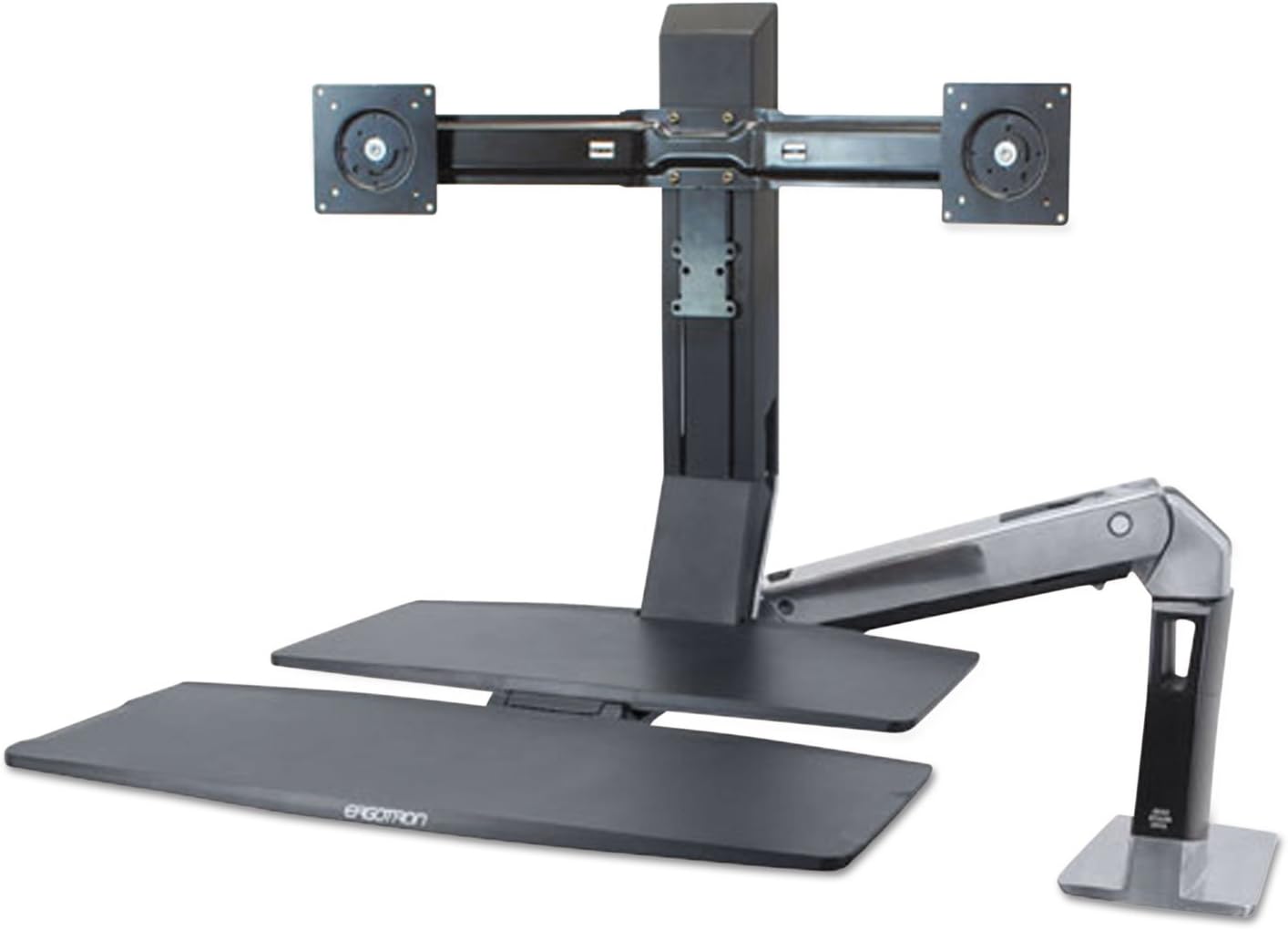 Ergotron 24316026 Workfit-A Sit-Stand Workstation W/Worksurface+,Dual LCD Monitors, Aluminum/Black