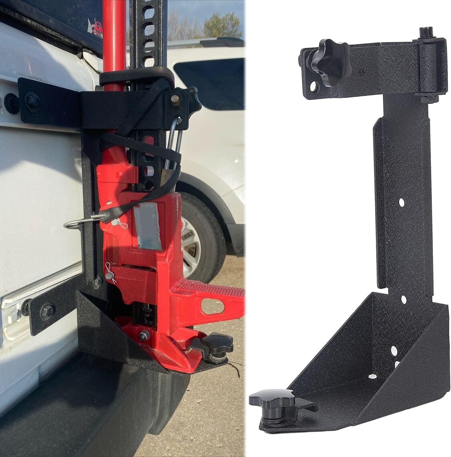 7BLACKSMITHS Textured Rear Jack Mount Bracket Tailgate Off-Road for Jeep Wrangler JK 2007-2018 Heavy Duty