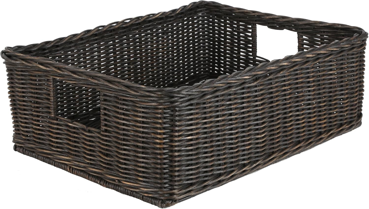 The Basket Lady Under The Bed/Basic Wicker Storage Basket, Medium, 20 in L x 14.5 in W x 6 in H, Antique Walnut Brown Pack of 2
