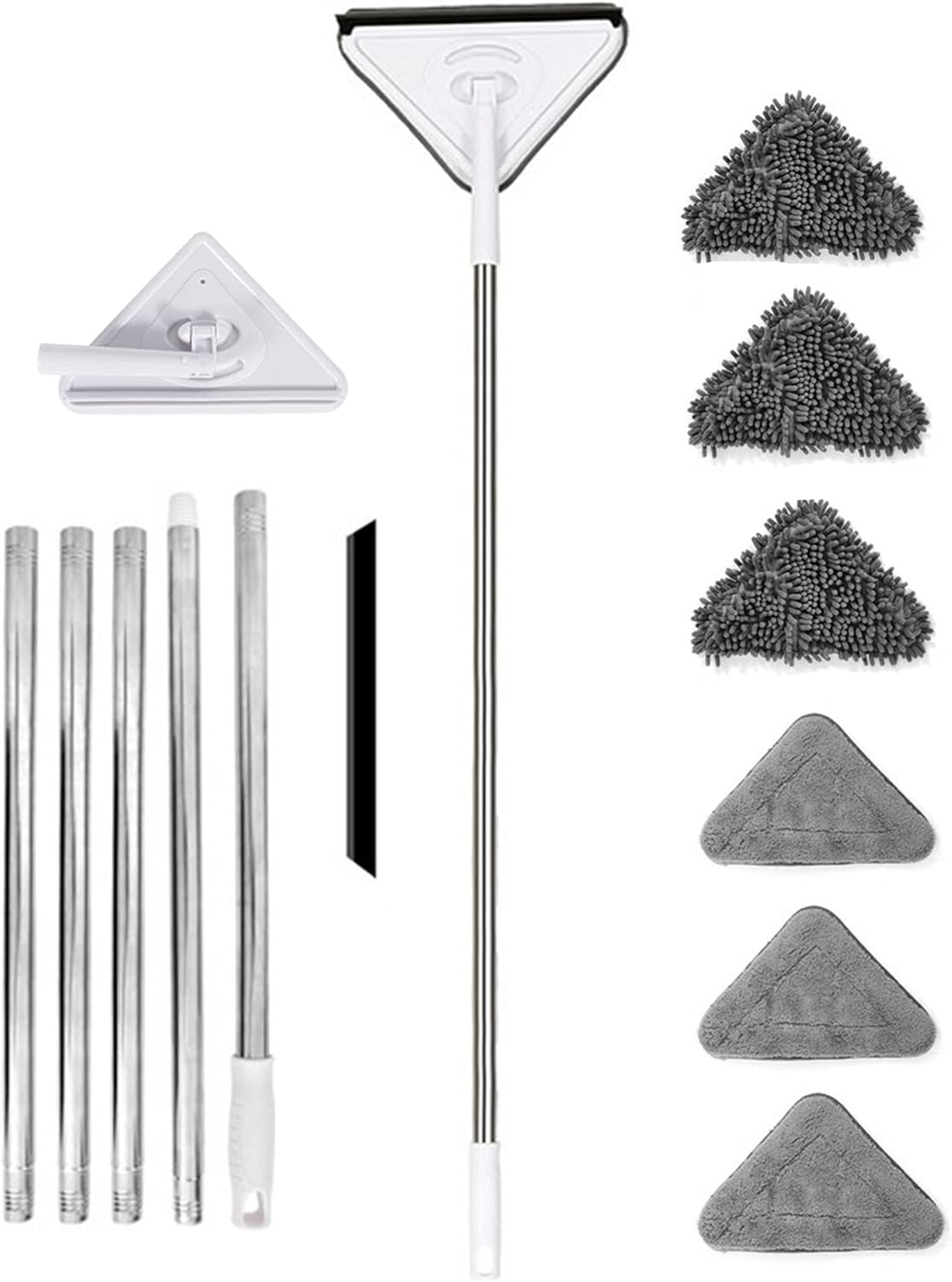 DoroSun 92 Inches Long Handle Microfiber Dust Mop Cleaner for Cleaning Wall, Ceiling Washer and Baseboard Duster with Adjustable Extended Pole and 6 Removable Washable Head Pads Pack of 2