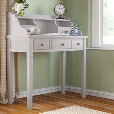 Sadie Secretary Desk with Hutch Beachcrest Home Color: Quartz Gray