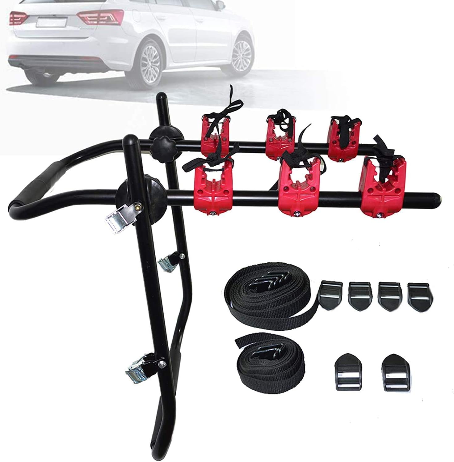 LYNICESHOP Bicycle Rack Carrier,Bicycle Travel Sucker Rack,Holds 3 Bicycles,Fit Most Automobile Trunk SUVs