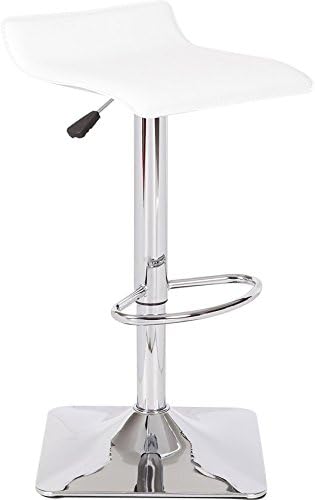 Container Furniture Direct Modern Adjustable Square Based Swivel Backless Barstool With Foot Rest, White, Set of 2