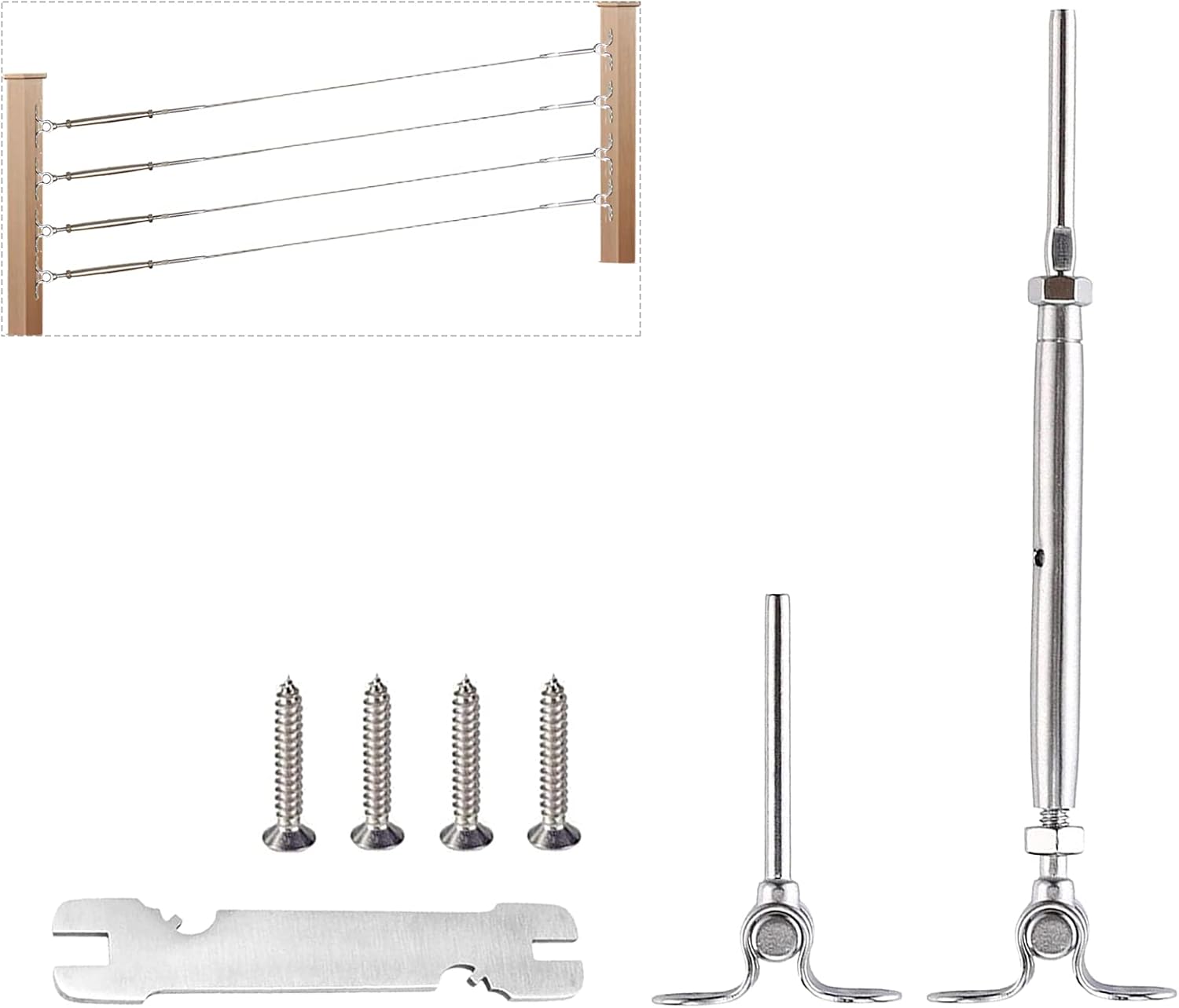 Wayska 12 Pairs T316 Stainless Steel Cable Railing Kit Fit 3/16