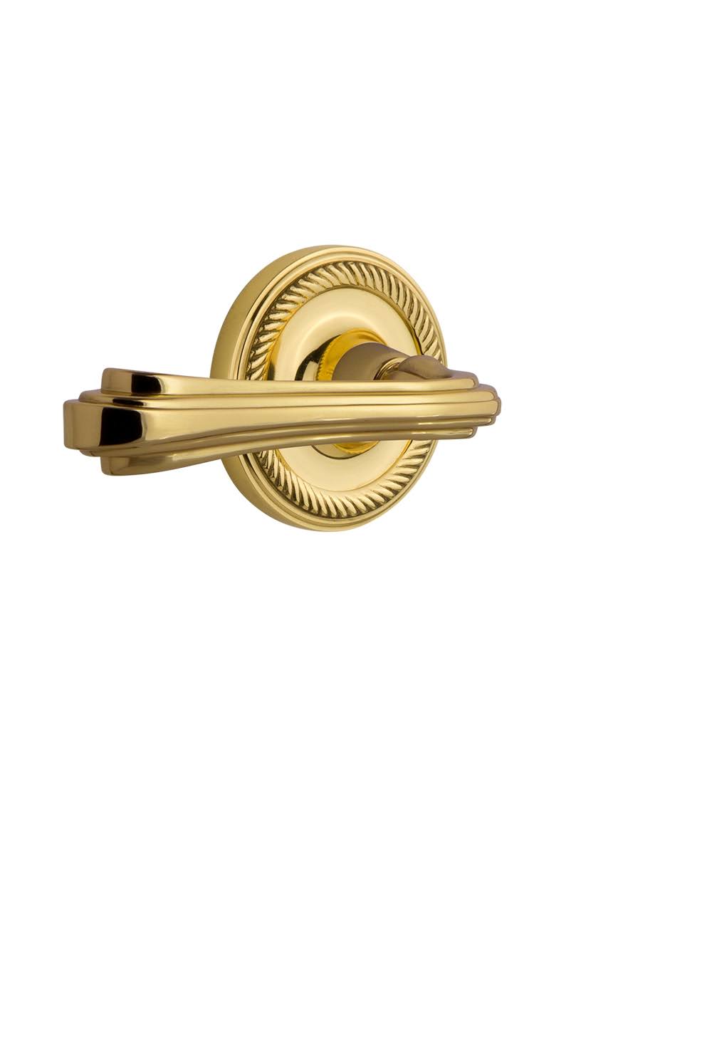 Nostalgic Warehouse ROPFLR_PRV_238_NK_LH Fleur Privacy Door Lever Set with Rope Unlacquered Brass