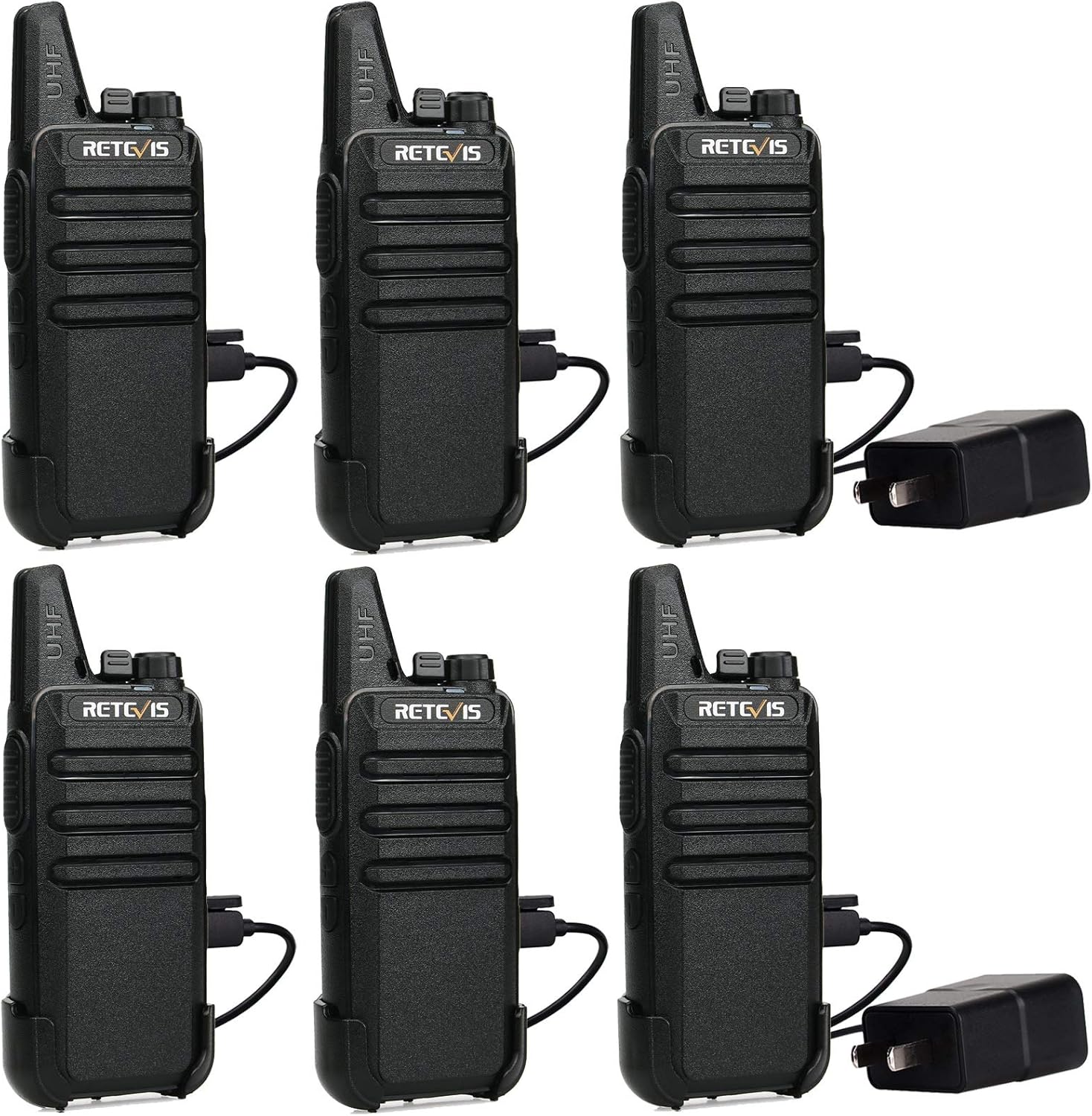 Retevis RT22 Walkie Talkies for Adults, Two Way Radios Long Range Rechargeable, VOX Handsfree, Mini Compact Walkie Talkie with USB Charger, for School Church Restaurant (6 Pack)