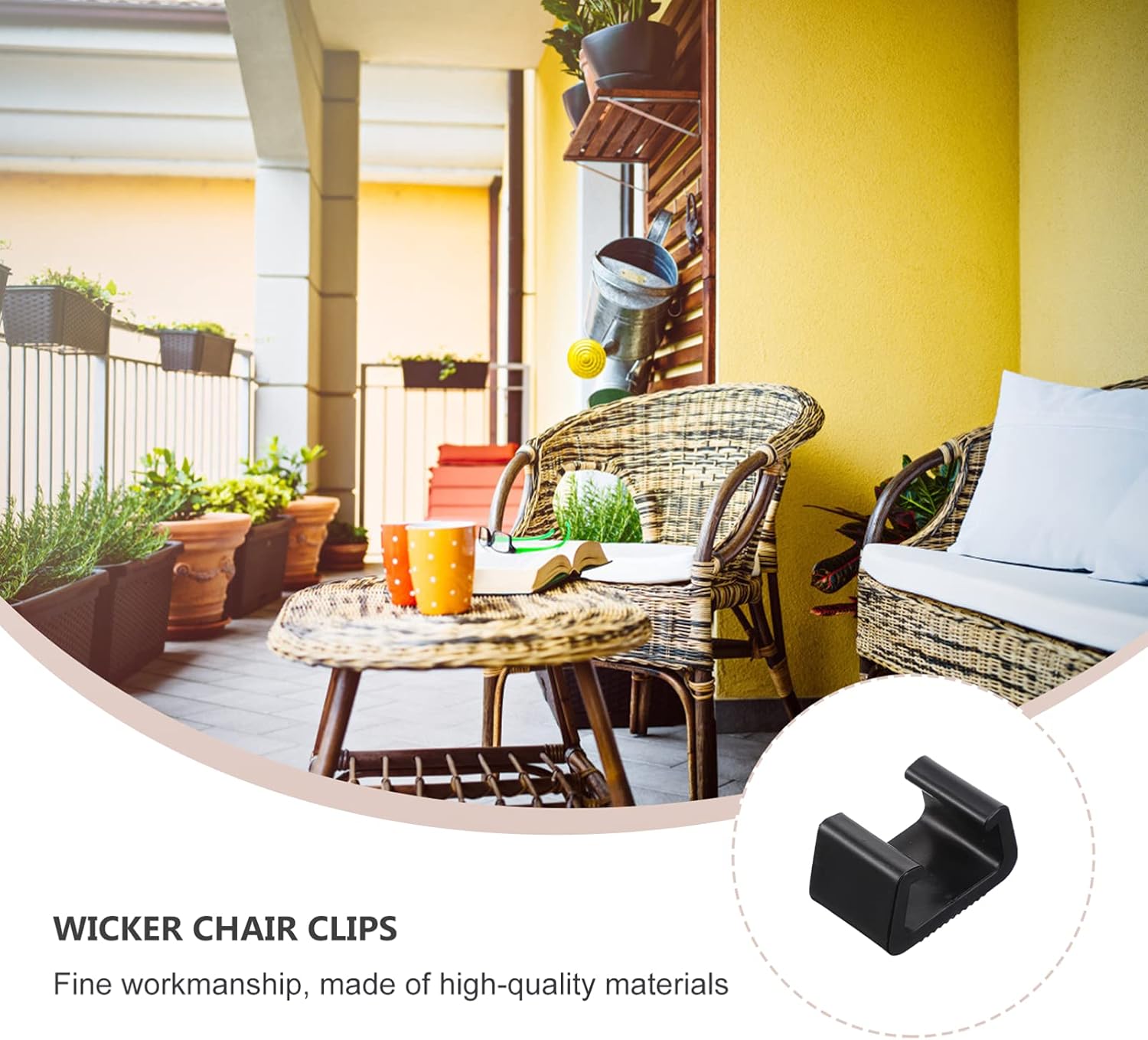 DOITOOL 8PCS Patio Furniture Clips Wicker Outdoor Rattan Sofa Clips, Sofa Fasteners Clip Sectional Connector for Patio Sofa Furniture Rattan Wicker Chair (Black)