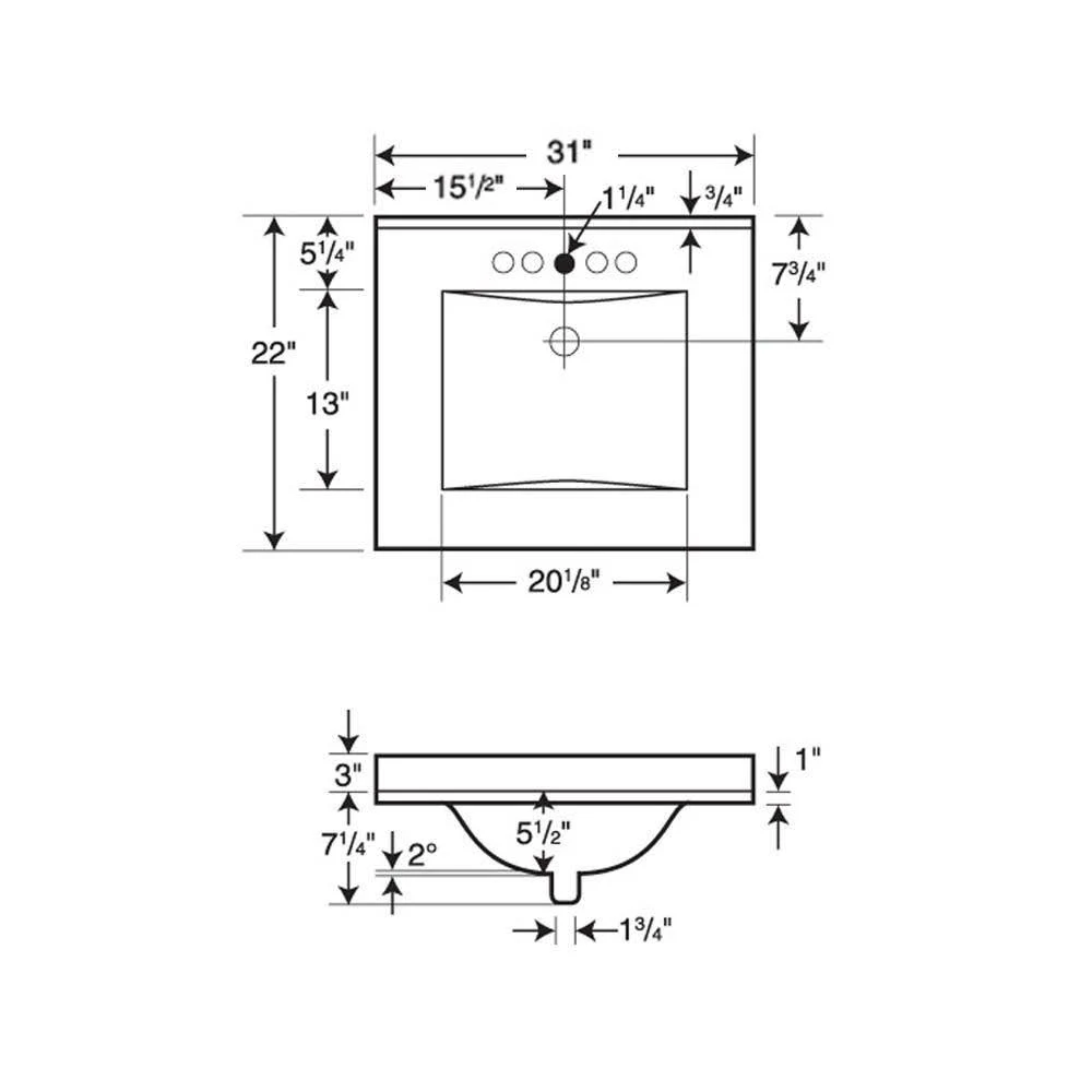 Swan Contour Solid Surface 31-in x 22-in Vanity Top in Bisque
