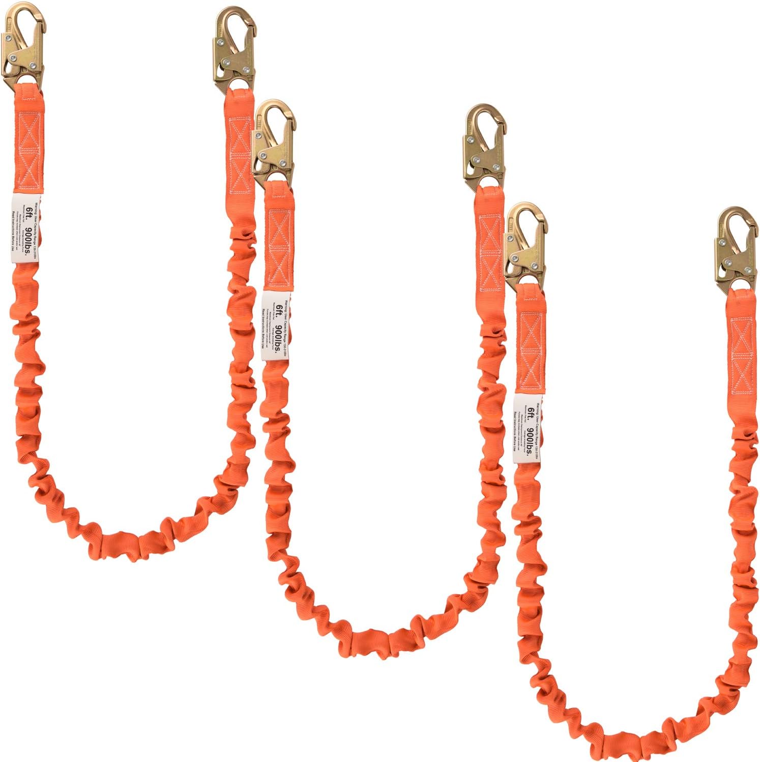 WELKFORDER 6-Foot Internal Shock Absorbing Restraint Lanyard with Double Forging Snap Hook Connectors ANSI Z359.13-2013 Compliant Fall Protection Equipment (3 Pack)