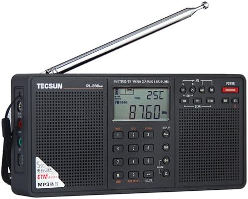 Tecsun PL398MP DSP Digital AM/FM/LW Shortwave Radio with Dual Speakers & MP3 Player, Black