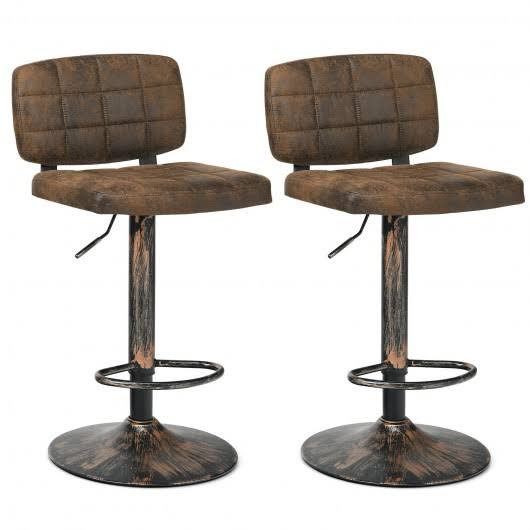 Costway Set of 2 Adjustable Bar Stools Swivel Bar Chairs with BACKREST