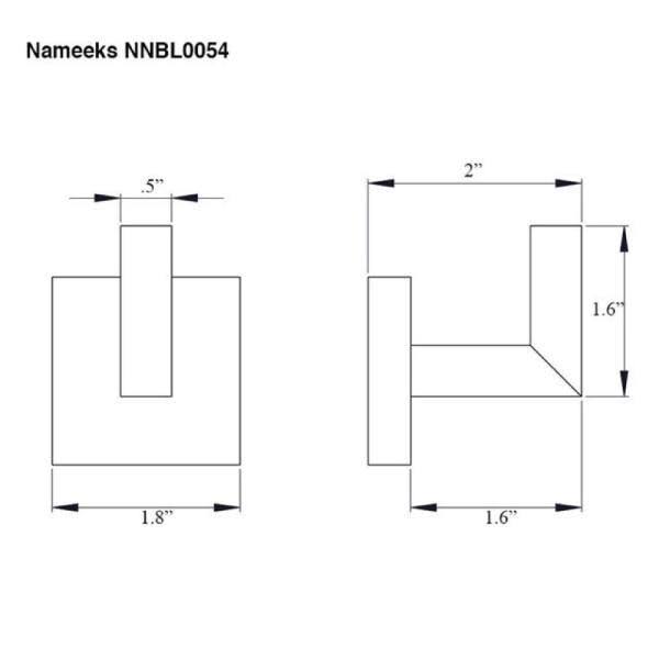 Nameeks NNBL0054 Modern Hotel Single Robe Hook - Black