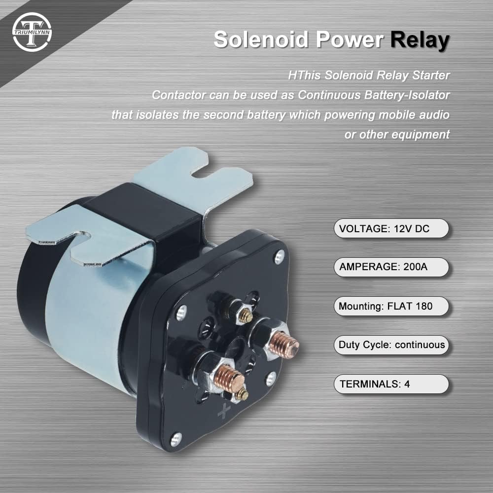 Triumilynn 200Amp Mobile Audio Relay Continuous Battery Relay Isolator Replace# 586-902 586-105111