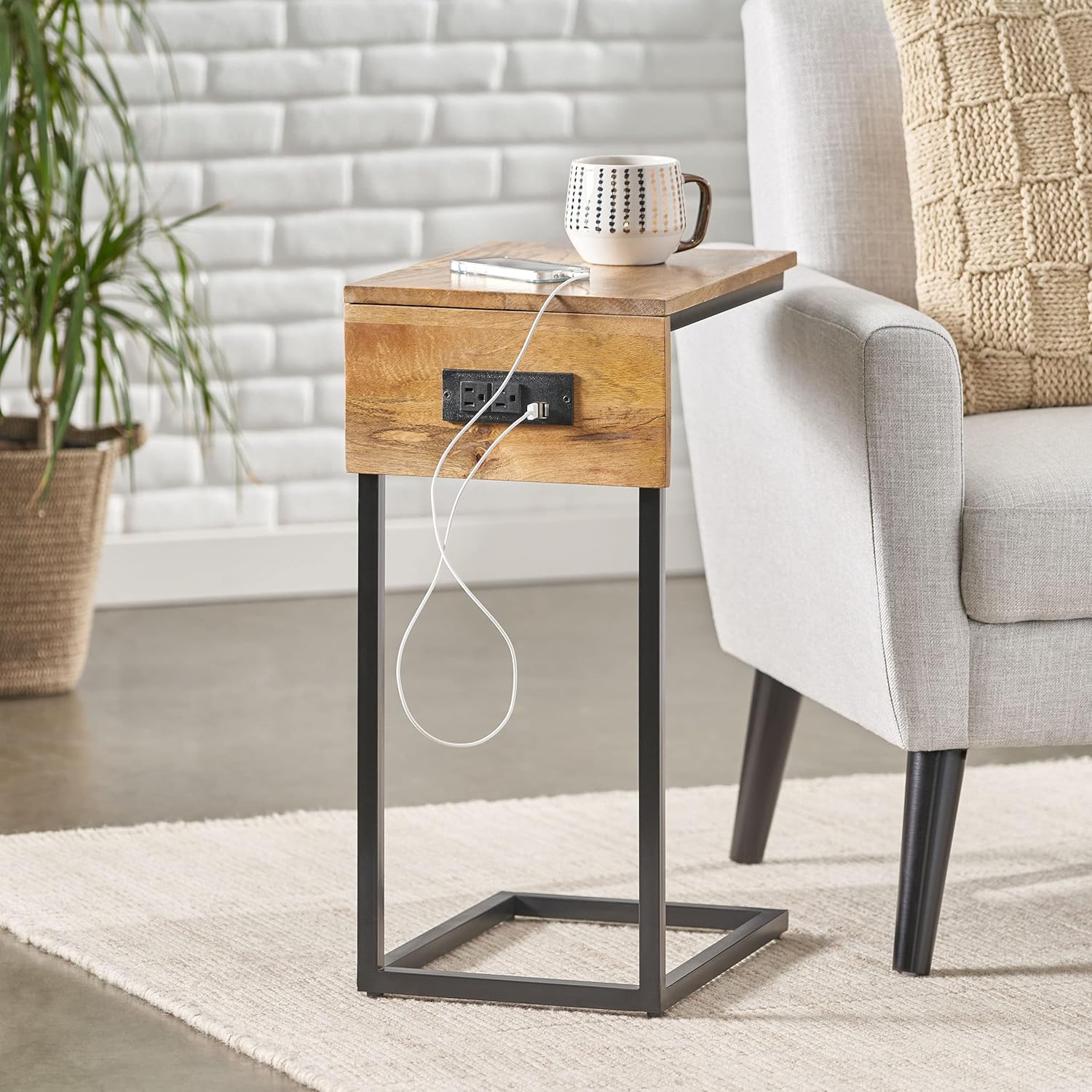 Christopher Knight Home Oceola END Table, Black + Natural