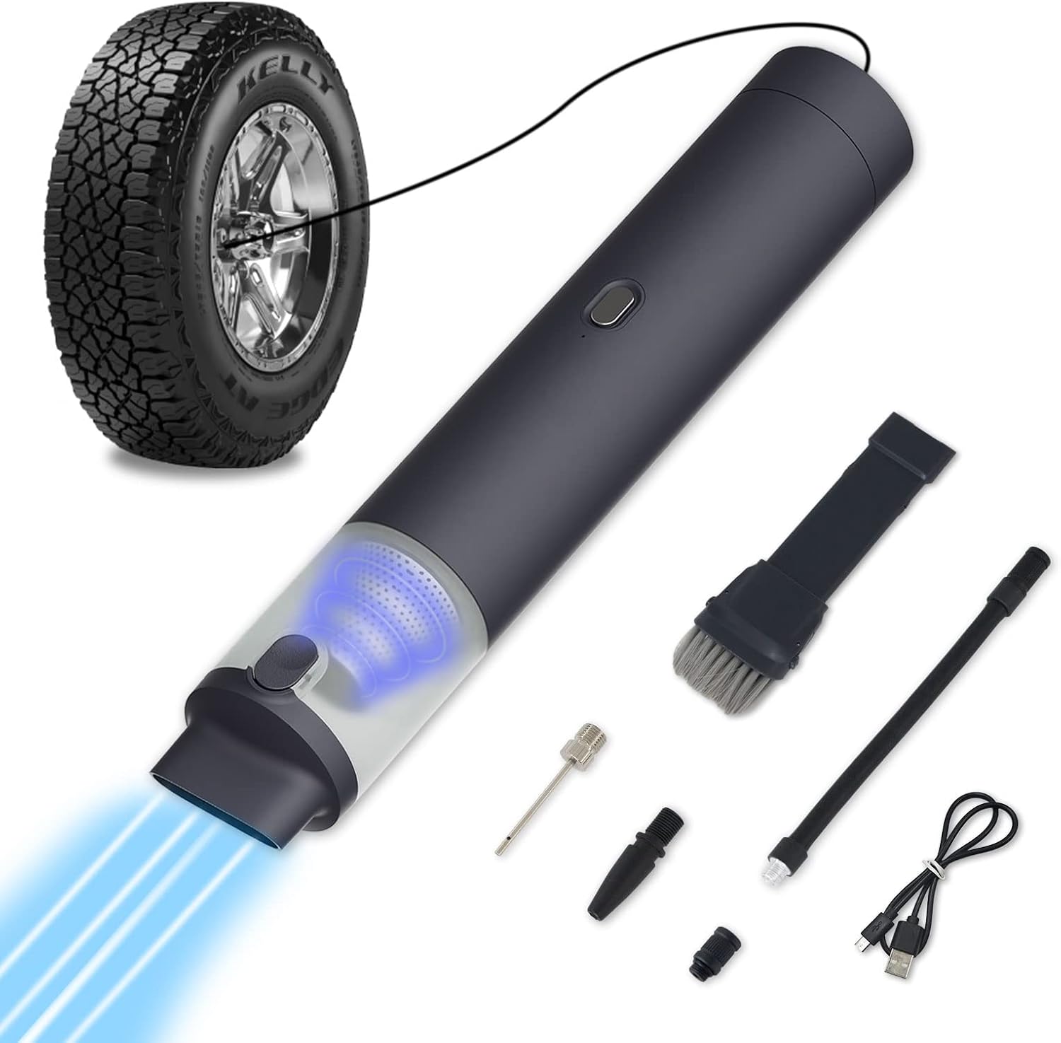 Lydsto Handheld Car Vacuum Cleaner Cordless,Tire Inflator 10000pa Suction Portable Air Compressor with Digital Tire Pressure Gauge LED Display High Power 50Mins Runtime Rechargeable for Home Pet Hair