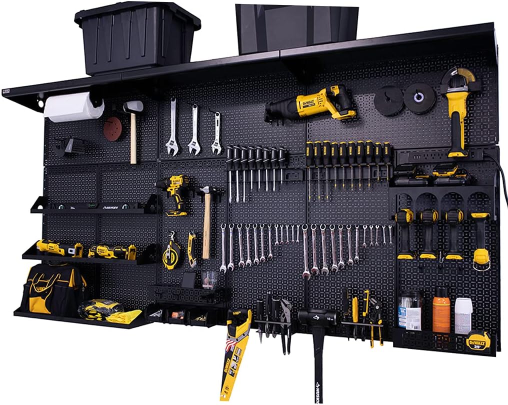 OmniWall Weekend Warrior XL Metal Pegboard Wall Organization System (Black/Red)