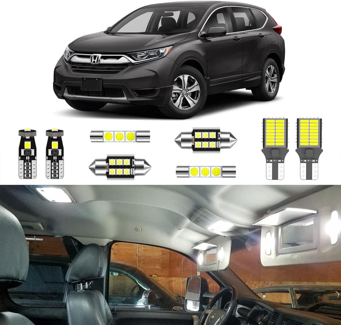LIGHSTA 11PCS Super Bright White LED Interior Light Kit Package for Honda CR-V HR-V 2013 2014 2015 2016 2017 2018 2019 2020 2021 + License Plate Lights and Install Tool