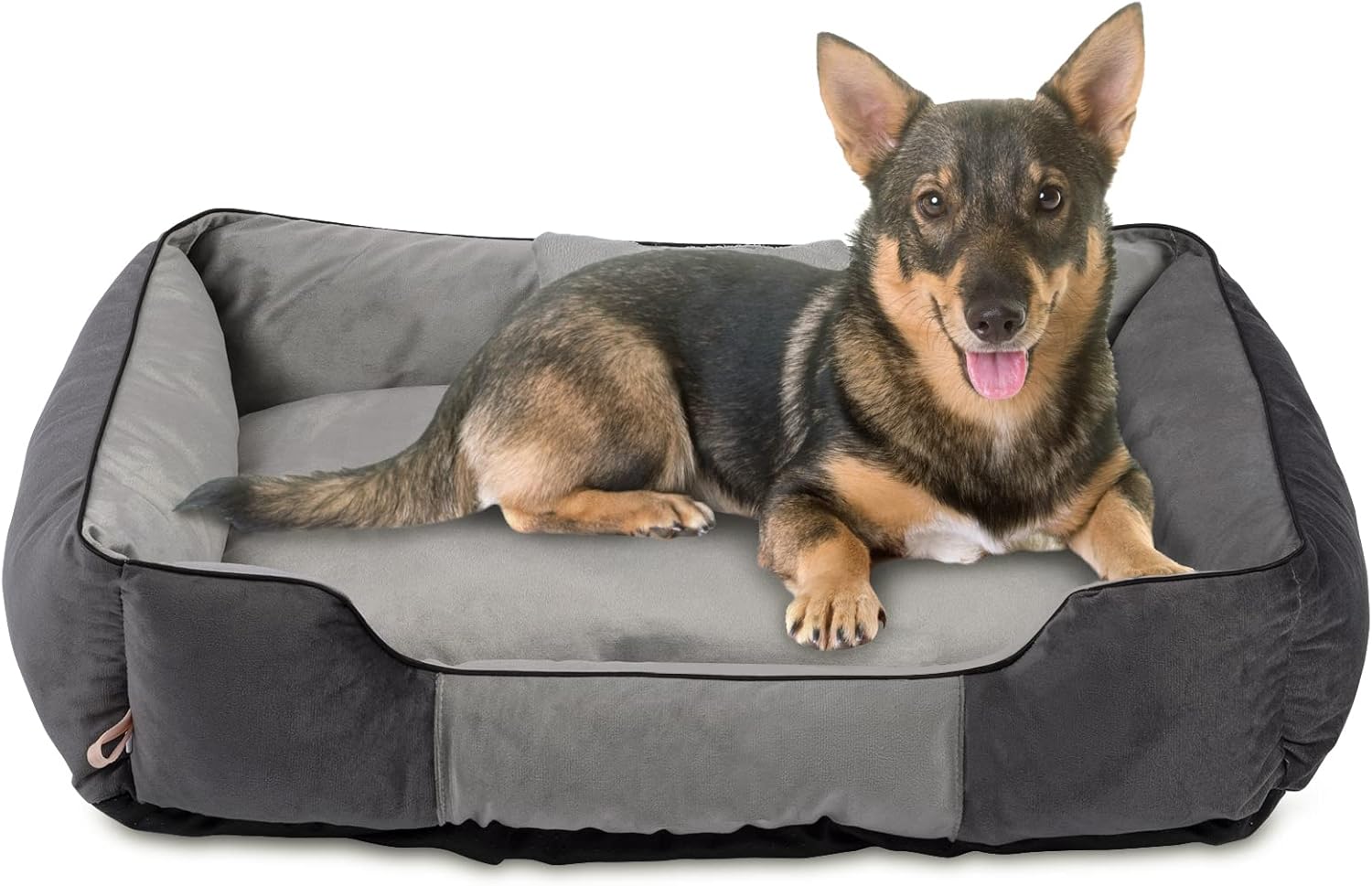 look envy Dog Bed for Small, Medium and Large Dogs Soft and Breathable Pet Bed with Removable Zippered Protective Cover Machine Washable, Large Dog Bed with Anti-Slip Bottom, Gray