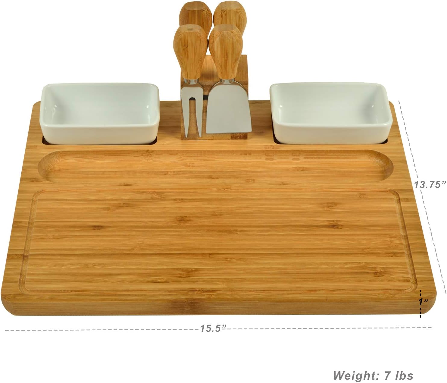 Picnic at Ascot Sherborne Bamboo Cheese Board Set with 4 Tools Pack of 2
