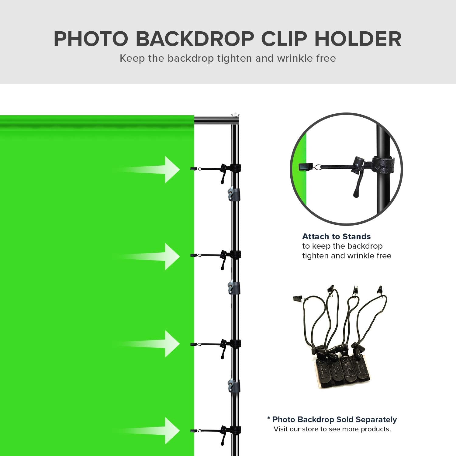 Julius Studio Heavy Duty 10 x 9.6 ft. (W x H) Backdrop Stand Background Support System Kit with Spring Clamps, Elastic String Clip, Sand Bag, Carry Bag for Photography, Events, JSAG660