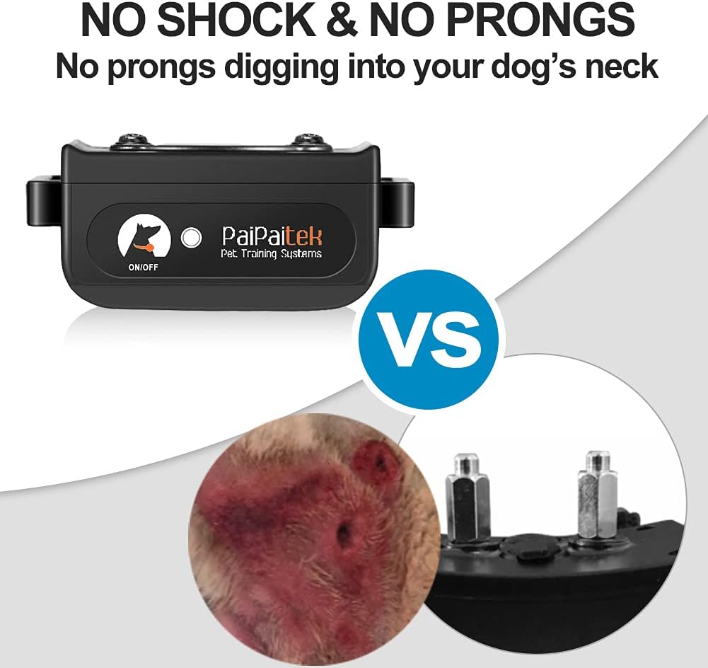 Paipaitek Dog Training Collar No Shock, 3300ft Range Vibrating Dog Collar, IPX7 Waterproof Dog Training Collar with Remote, No Prongs and No Shock, only Sound and Vibration Collar for Training Dogs Pack of 2