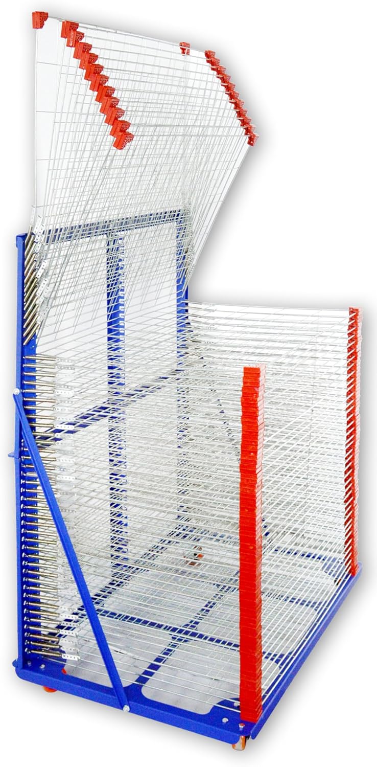 INTBUYING 50 Shelves Drying Rack Screen Frame Drying Rack Silk Screen Printing Drying Shelf Movable Painting Drying Rack