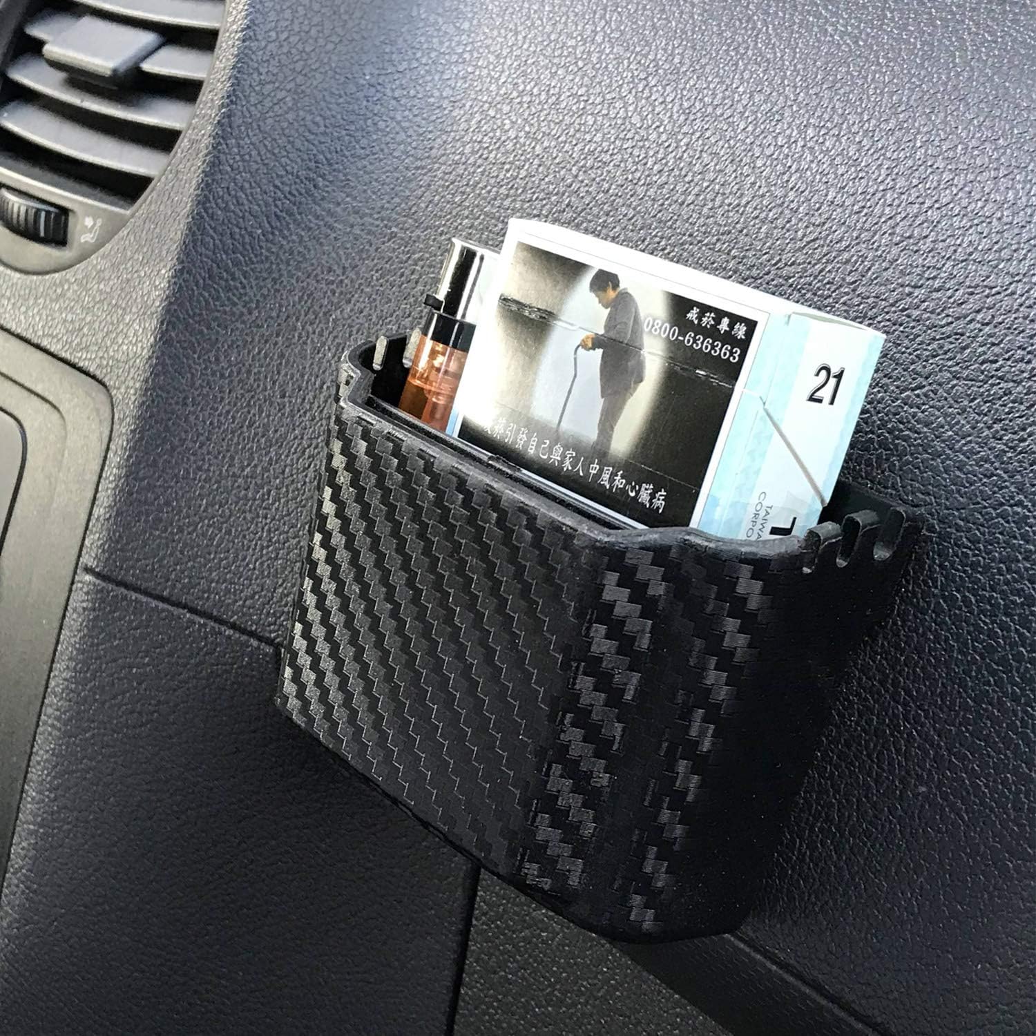 Hypersonic Front Seat Car Organizer Universal Vehicle Dashboard Pocket Holder Plastic Black Cargo Storage Box Holds Phone Money Cards Keys Glasses Remote