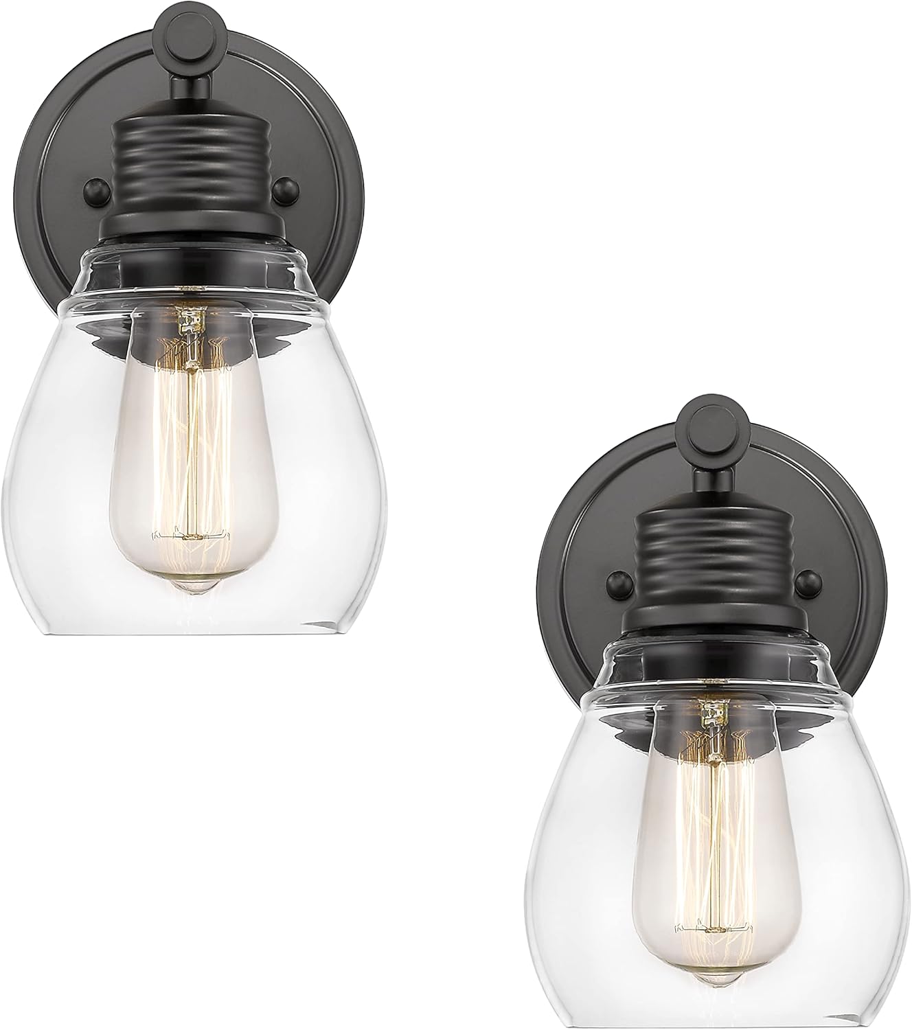 YEEHOME Bathroom Light Fixtures, 3-Light Vanity Light Fixture, Industrial Black Wall Sconce Lighting, Porch Wall Lamp with Glass Shade, Modern Bath Wall Mounted Lights for Mirror, Living Room