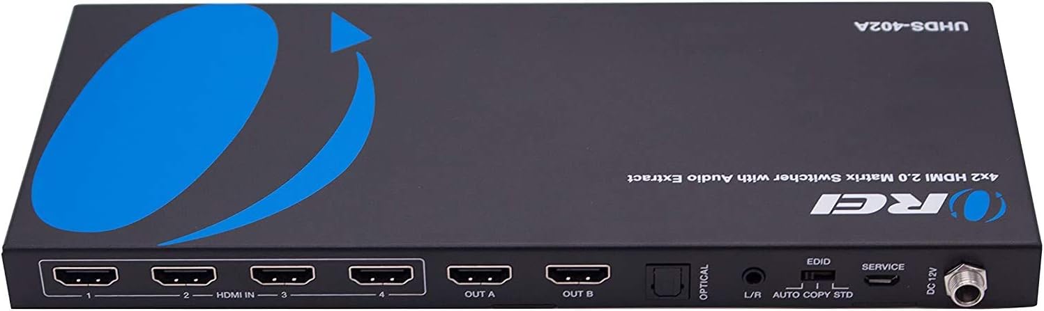 4K HDMI Matrix Switch 4 X 2 by Orei Switcher 18G UltraHD with Arc Supports Upto 4K @ 60Hz & 1080P IR Audio Extractor Arc EDID HDCP 2.- Remote Control - Full Matrix Selection Pack of 2