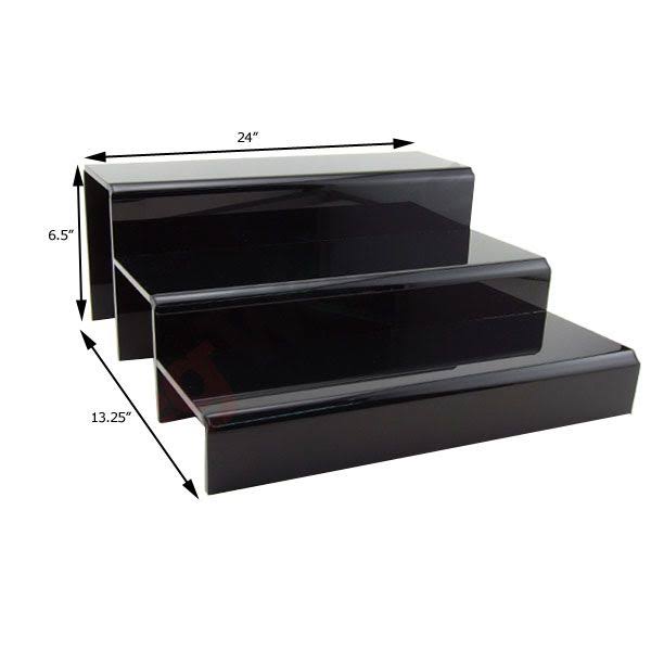 24-Inch 3 Tier Liquor Bottle Shelf - Black Barware KegWorks