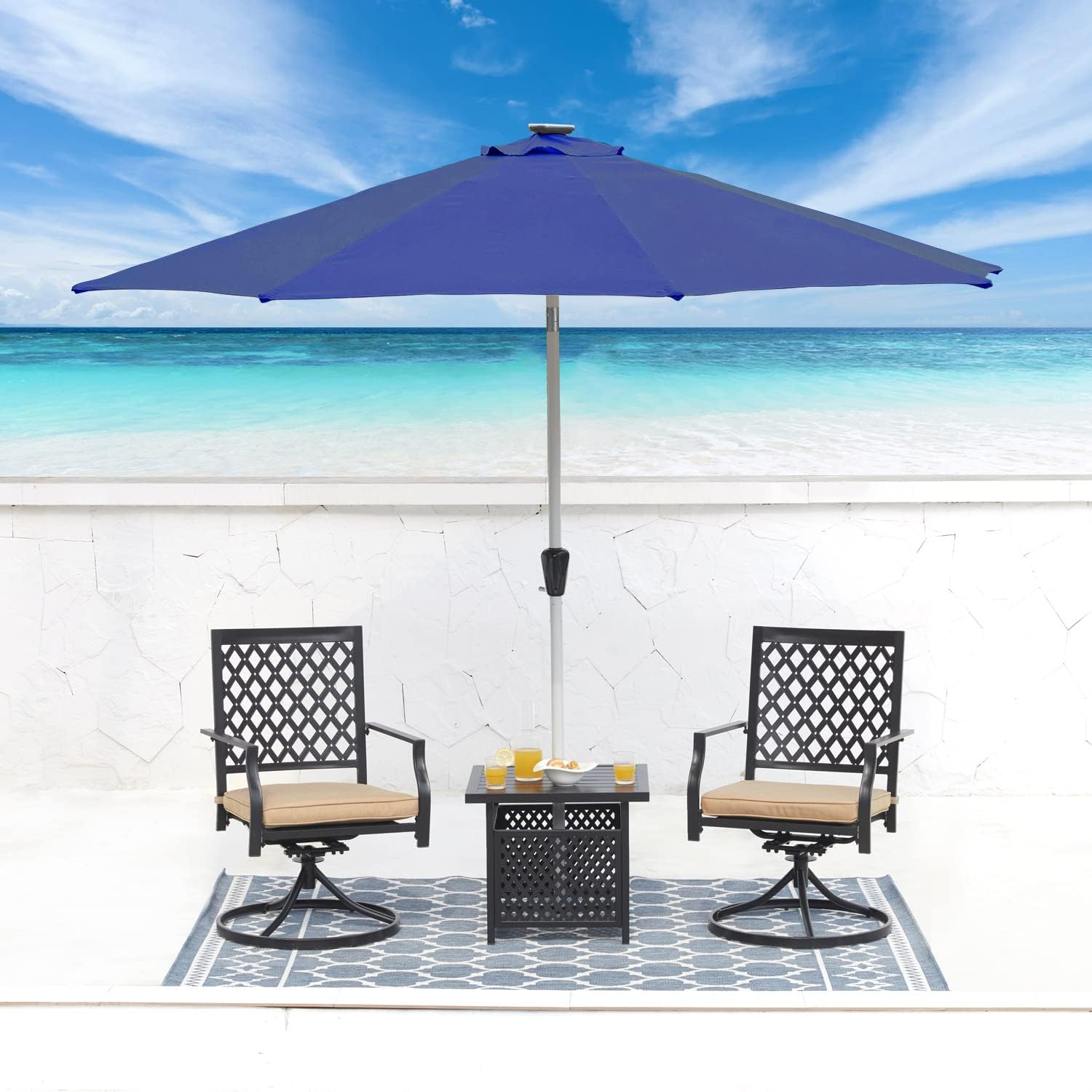 Outdoor Swivel Dining Chairs Patio Furniture Chairs Set with Cushion for Garden Backyard