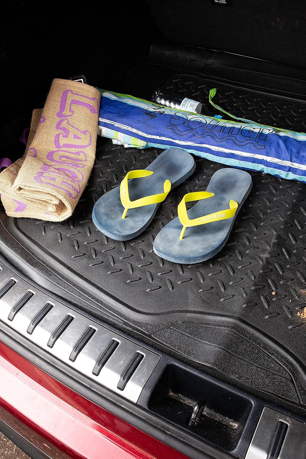 Zento Deals Heavy Duty Cargo Floor Mat – Odorless All Weather Trunk Protection - Trimmable Trunk Liner to Fit Most Vehicles Car Truck Van SUV - Premium Quality Black Rubber Trunk Mat – 44’’ x 54.3’’ Pack of 2