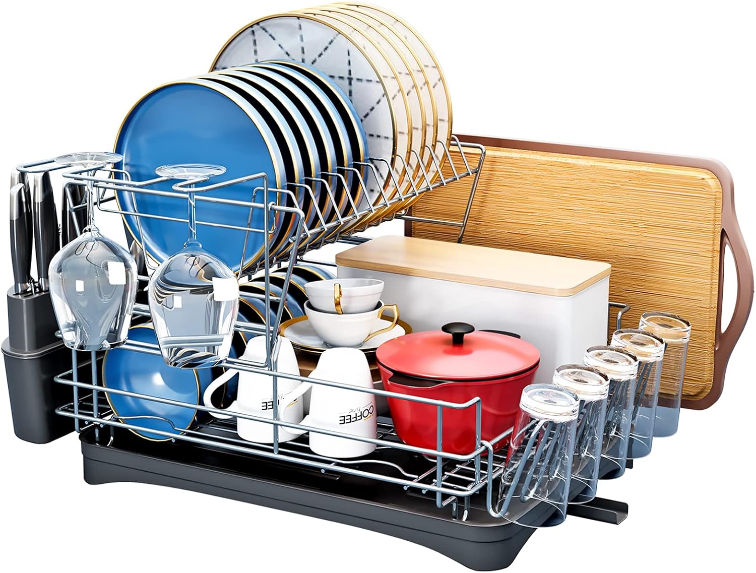 Dish Rack and Drainboard Set,Stainless Steel Dish Racks for Kitchen Counter Pack of 2